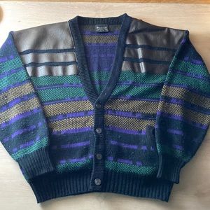 Vintage knitted vest with leather detailing. From brand: BONGO collection